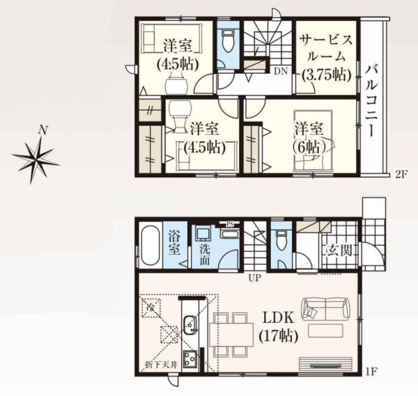 立川市砂川町6丁目　11期　新築分譲住宅　1号棟【全3棟】