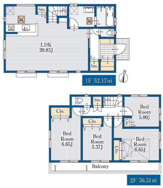 横浜市瀬谷区阿久和西2丁目の新築一戸建(間取り)