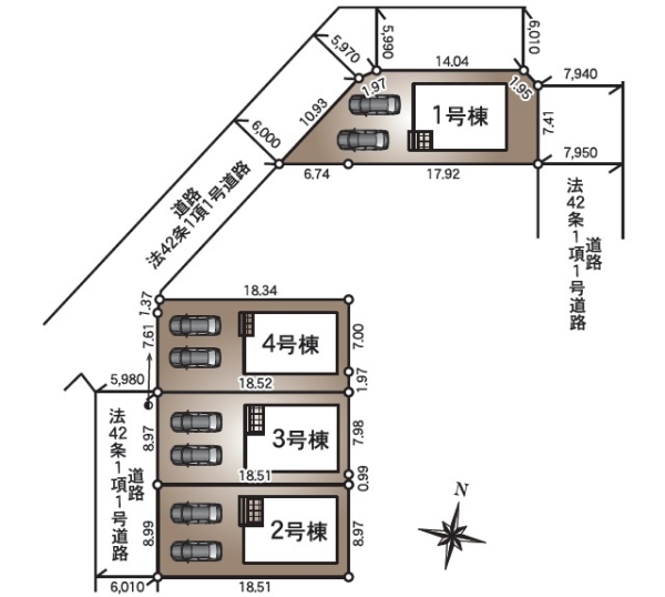 新潟市東区根室新町の新築一戸建(駐車場)