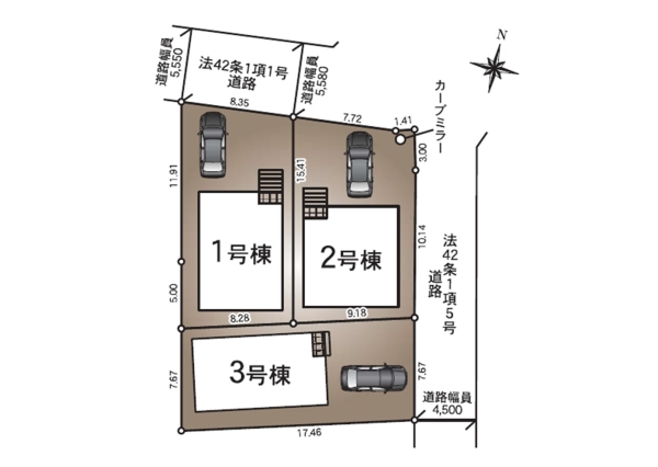 西区五十嵐東第1　1号棟　全3棟