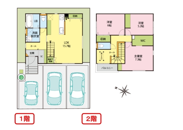 西区五十嵐中島5丁目　C棟　新築戸建　全3棟