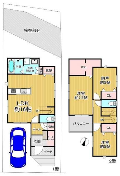堺市西区上野芝向ヶ丘町2丁の新築一戸建(間取り)