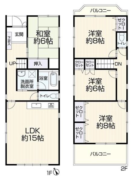 堺市堺区神保通の中古一戸建て(間取り)