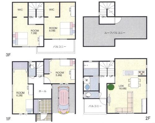 豊中市上野西3丁目の新築一戸建(間取り)