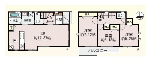 東大阪市大蓮東2丁目の新築一戸建(間取り)