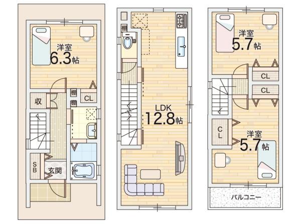大阪市此花区梅香３丁目の新築一戸建