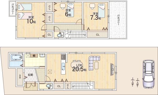 交野市私部西３丁目の新築一戸建