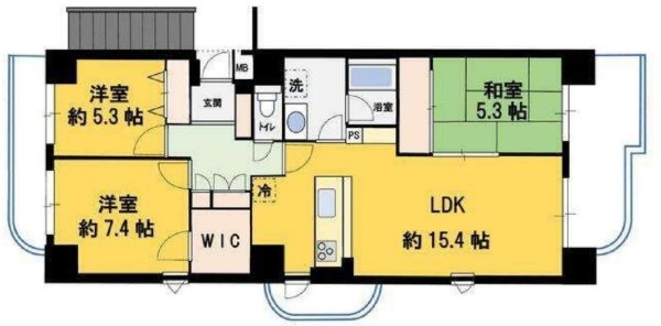 角部屋・7階眺望良好【リジェンヌ京町2号棟】