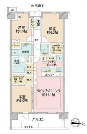 プレイスコート喜多見(間取り)