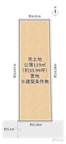 右京区嵯峨天龍寺角倉町売土地（建築条件無）