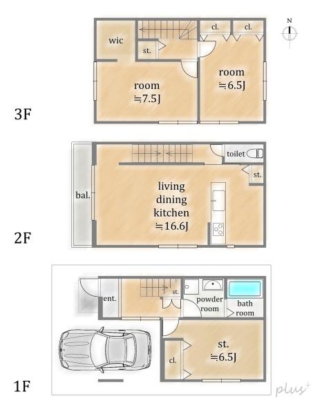 中京区聚楽廻松下町A号棟　新築戸建