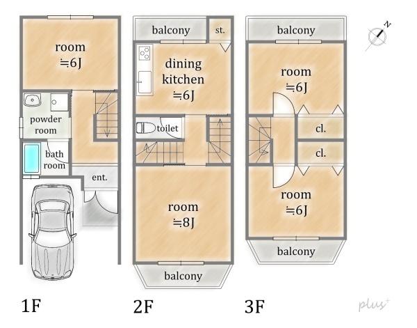 京都市右京区梅津罧原町の中古一戸建て(間取り)