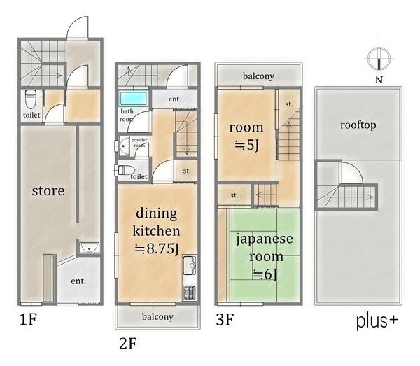 右京区西院西今田町　店舗付中古テラス