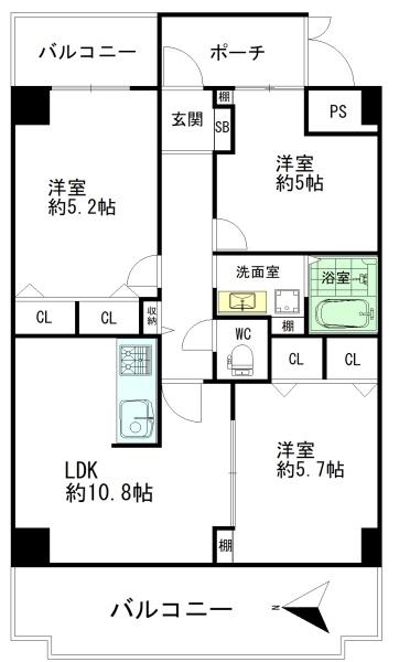 新着　大阪城公園スカイハイツ　3F