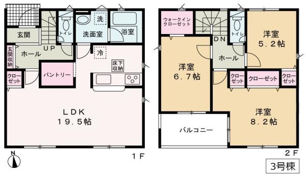 クレイドルガーデン　下妻市二本紀　全３棟　３号棟