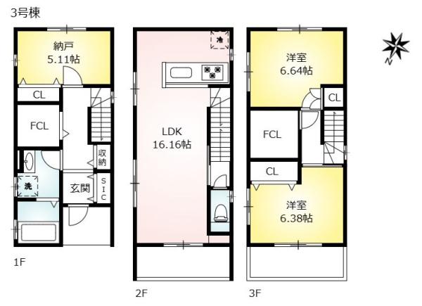 新築戸建　瑞穂区田辺通6丁目　全3棟　3号棟
