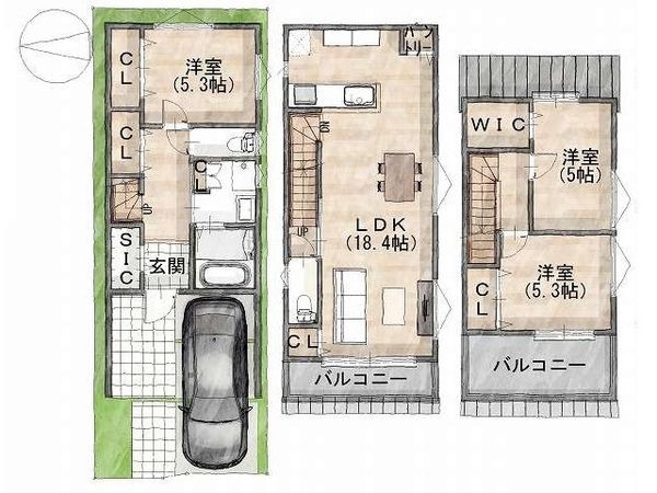 京都市上京区西千本町　新築一戸建て　1号地