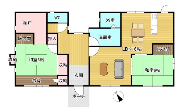 中央市西花輪平成15年築平屋敷地約229坪