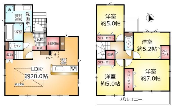 松戸市稔台3丁目の新築一戸建(間取り)