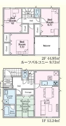 新築　クレイドルガーデン宇都宮市宮の内第４　1号棟（全２棟）