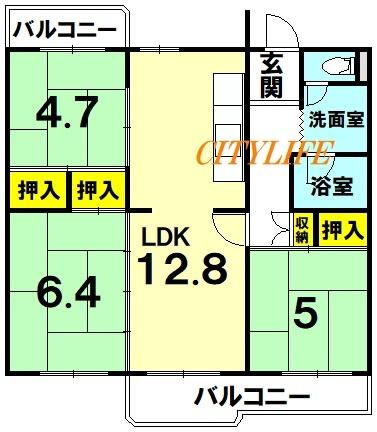 洛西境谷住宅1棟(間取り)