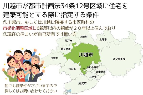 埼玉県川越市大字古市場　建築条件なし売地（諸条件あり）