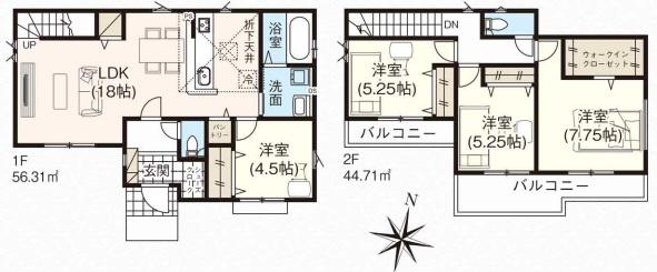 埼玉県新座市西堀17期　新築分譲住宅　1号棟　全2棟