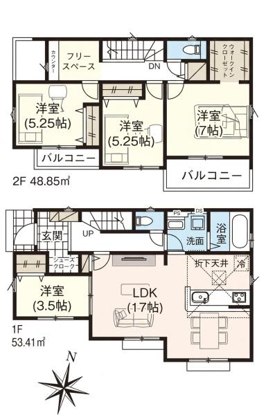 埼玉県新座市西堀17期　新築分譲住宅　1号棟　全2棟
