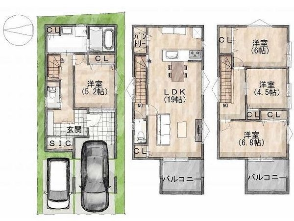 東大阪市三ノ瀬３丁目　新築一戸建て　３号棟