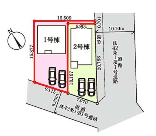 野田市大殿井 1号棟 新築戸建(区画図)