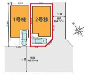 流山市鰭ヶ崎 2号棟 新築戸建(区画図)