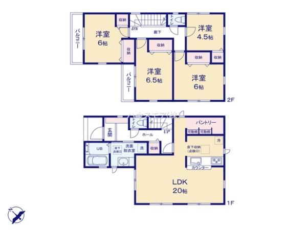 松戸市千駄堀 1号棟 新築戸建て(間取り)