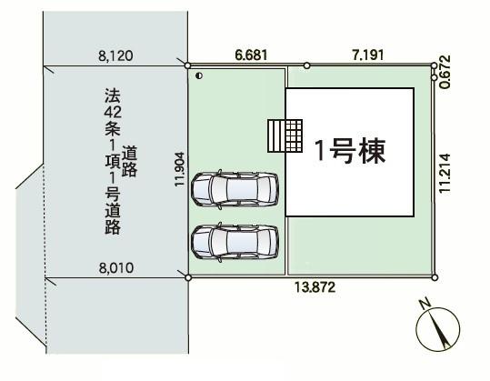 牛久市栄町2丁目 新築戸建て(区画図)