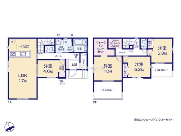 取手市戸頭2丁目 2号棟 新築戸建(間取り)