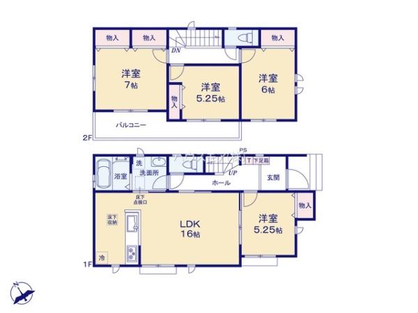 土浦市烏山4丁目 D号棟 新築戸建(間取り)