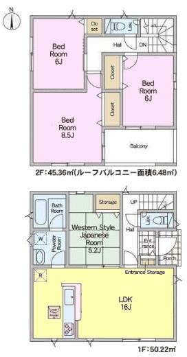 柏市東山2丁目 5号棟 新築戸建て(間取り)