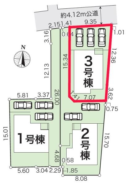 取手市中原町 3号棟 新築戸建て(区画図)