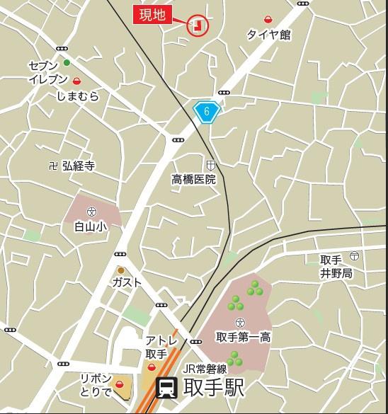 取手市中原町 3号棟 新築戸建て(現地案内図)