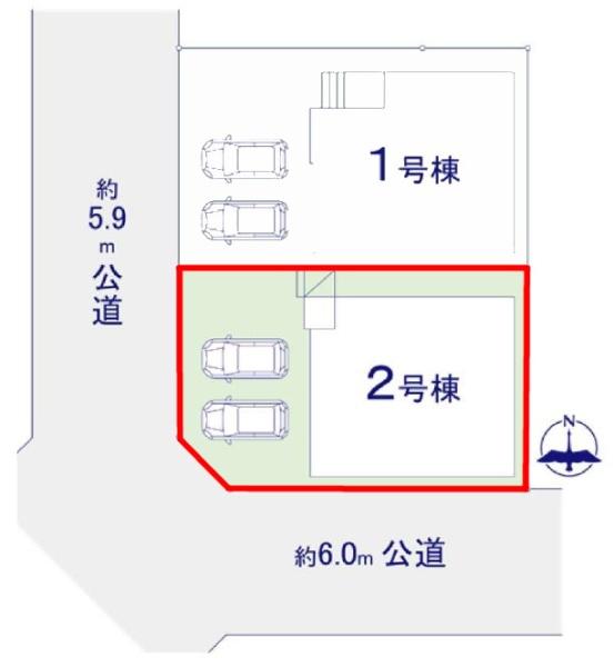 我孫子市湖北台5丁目 2号棟 新築戸建(区画図)