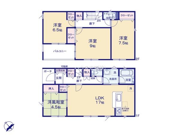 牛久市下根町 1号棟 新築戸建(間取り)