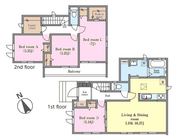 松戸市栄町8丁目 B号棟 新築戸建(間取り)