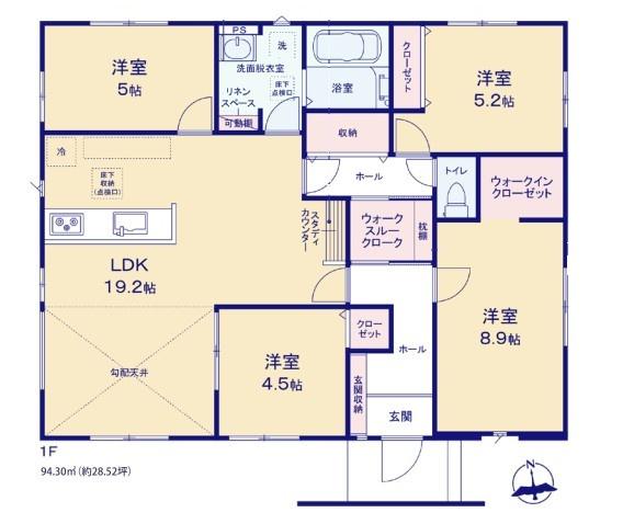 龍ケ崎市野原町 3号棟 新築戸建(間取り)