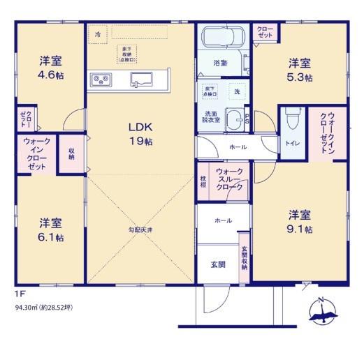 龍ケ崎市野原町 4号棟 新築戸建(間取り)