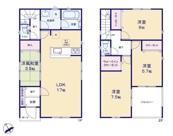 柏市花野井　2号棟　新築戸建