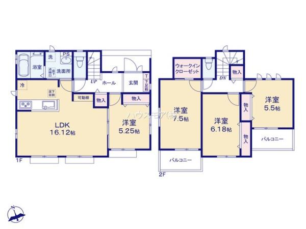 柏市花野井　1-2号棟　新築戸建