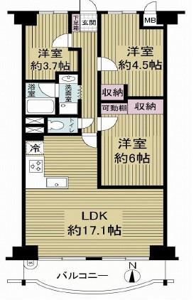 さんくれーる茨木Ｂ棟　２階