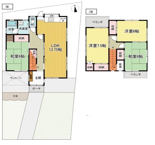 茨木市田中町の中古一戸建て(間取り)