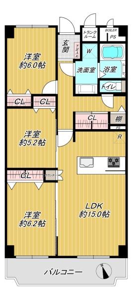 ローレルハイツ茨木壱号館　３階