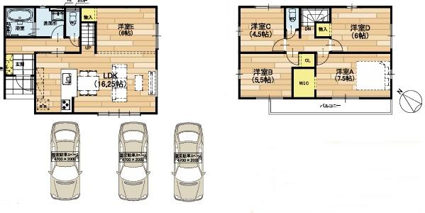 栗東市中沢2丁目の新築一戸建(間取り)