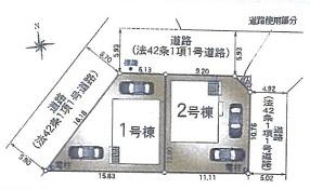 堺市北区東上野芝町2丁の新築一戸建(区画図)